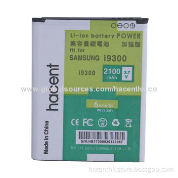 3.7V 2,100mAh Mobile Phone Battery for Samsung GT Galaxy S3 i9300 EB-L1G6LLU, IC Production
